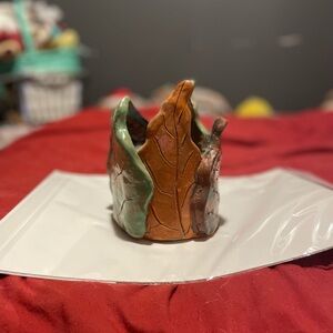 Handcrafted Leaf Design Ceramic Vase